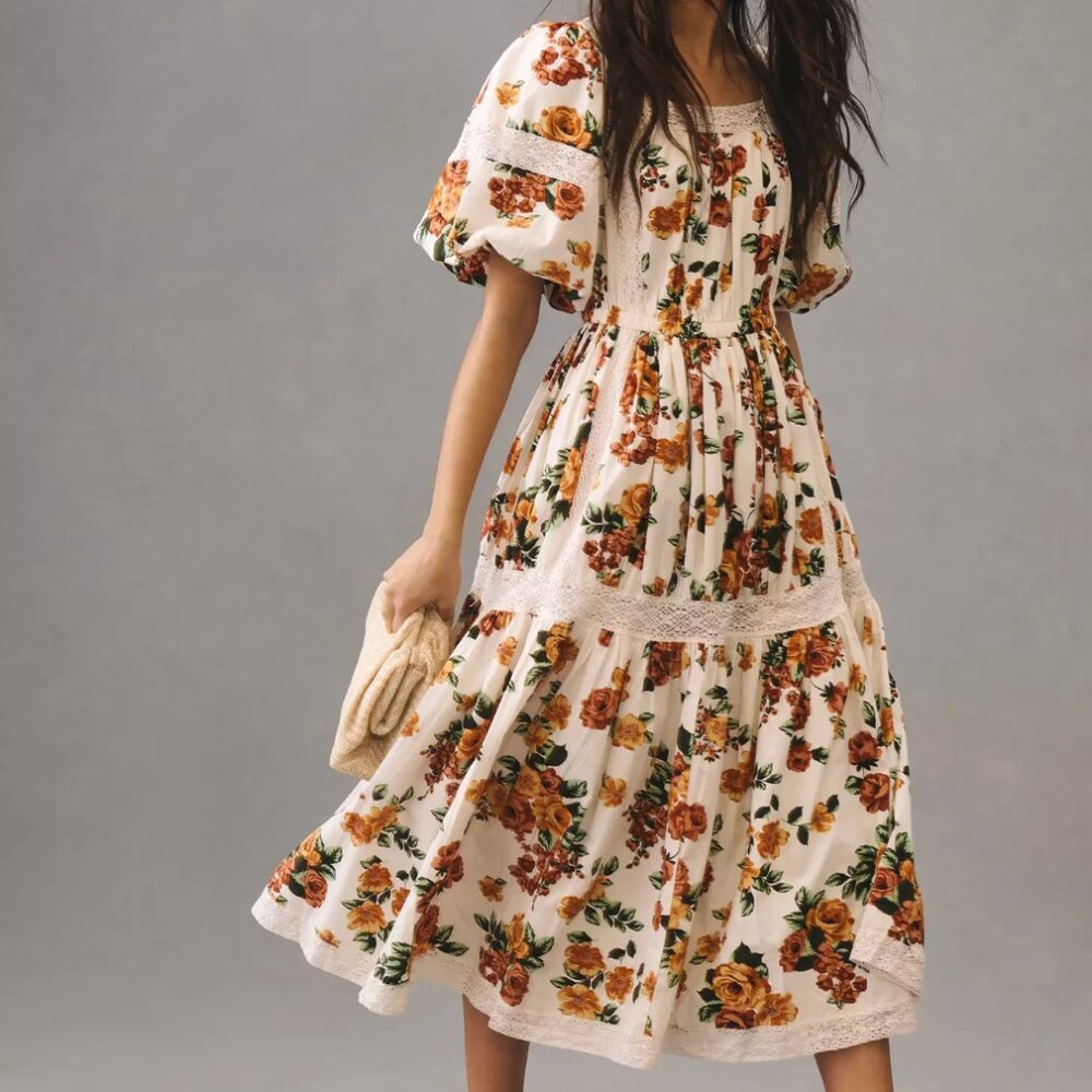 Anthropologie Mille Tiered Square-Neck Dress